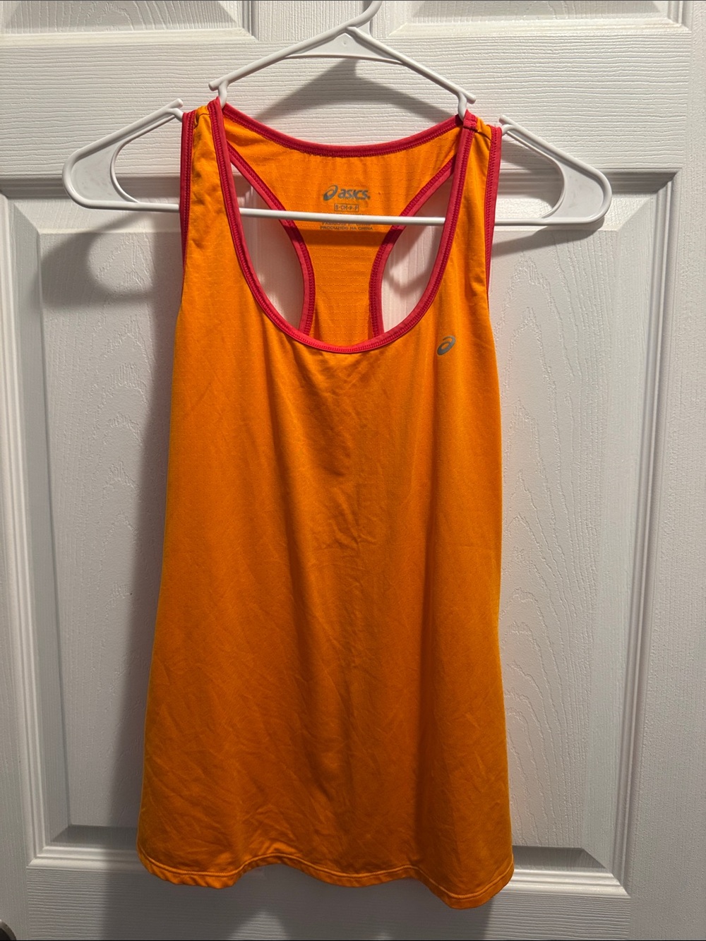 ASICS Orange Athletic Racerback Tank with Pink Trim